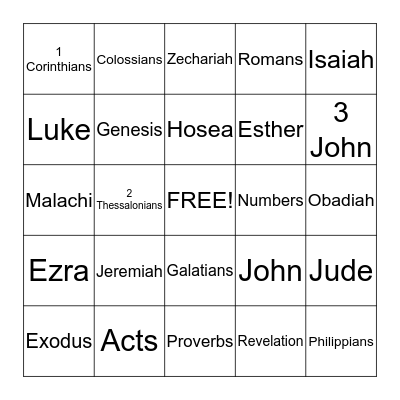 Bible Bingo  Bingo Card