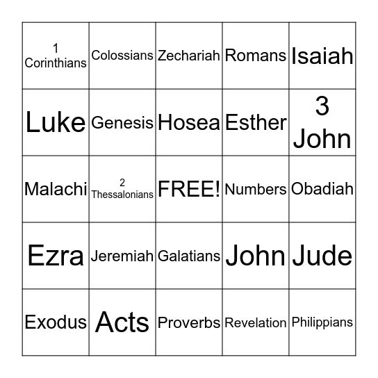 Bible Bingo  Bingo Card