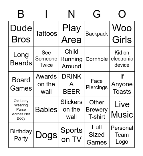Brewery Bingo Card