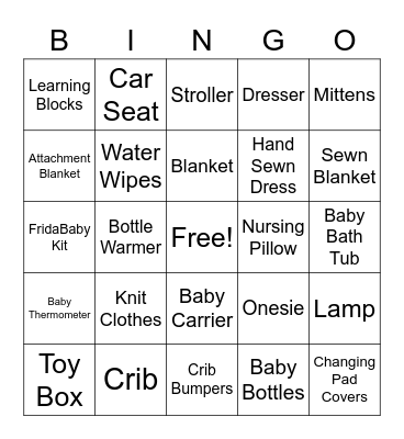 Baby Shower Bingo Card