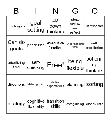 Goal Setting Bingo Card