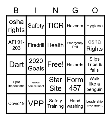 VPP Bingo Card