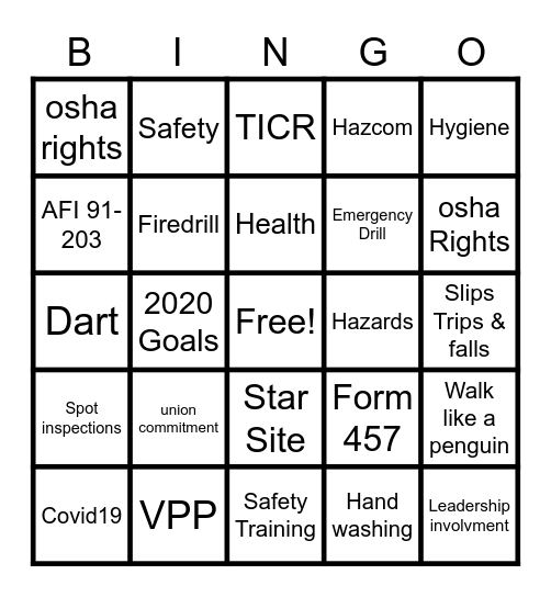 VPP Bingo Card