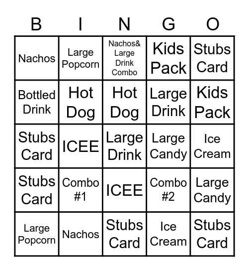 Concessions Bingo! Bingo Card