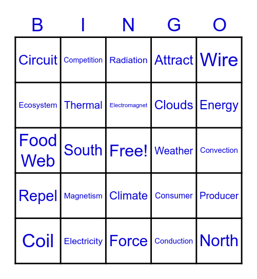 Science Icebreaker Bingo Card