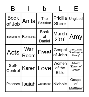 BIBLE PARTY BINGO Card