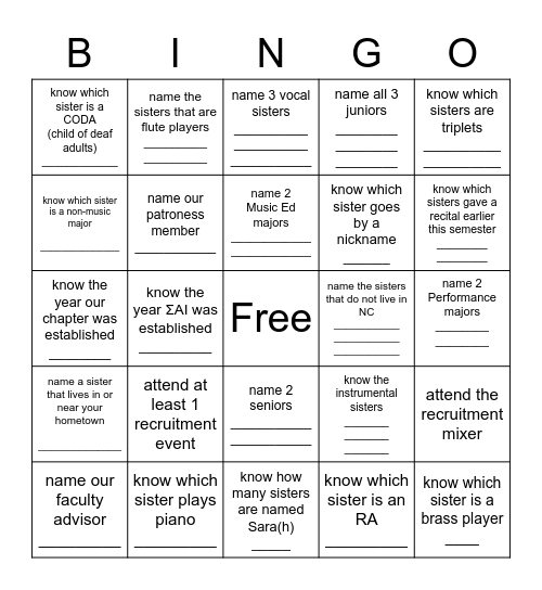 Recruitment Bingo! Bingo Card