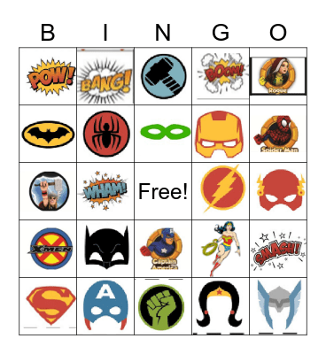 Superhero Bingo Card