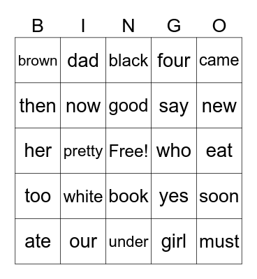 Term 3 Sight Words Bingo Card