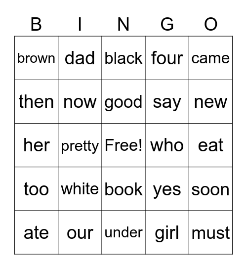 Term 3 Sight Words Bingo Card