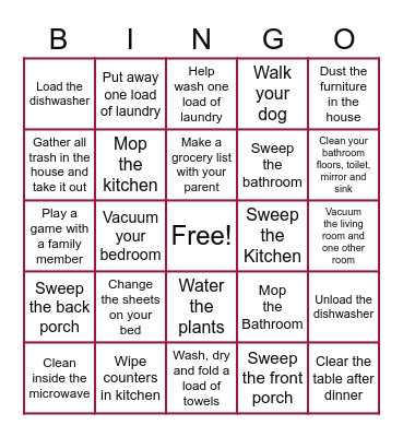 Work at Home Bingo Card