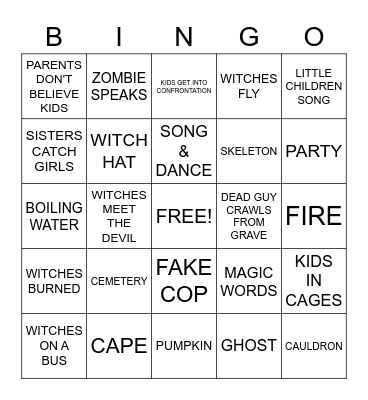 Hocus Pocus Bingo Card