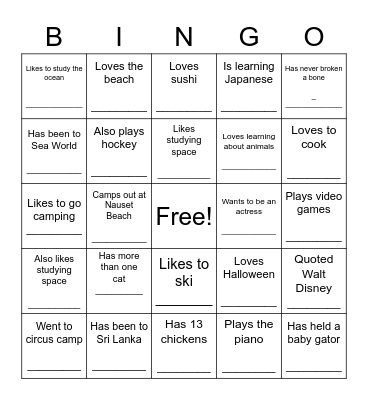 9 & 11: Virtual Field Guide Bingo Card