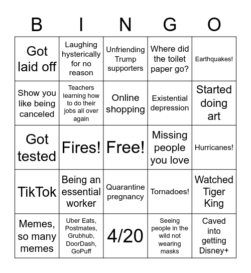 2020 Bingo Card