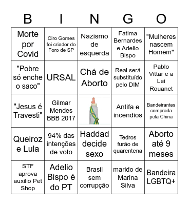Fake News Bingo Brasil 2020 Bingo Card