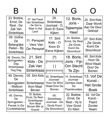 SINTERKLAAS BINGO Card