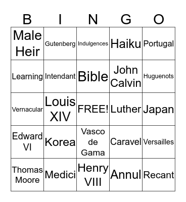 Midterm Study Guide Bingo Card