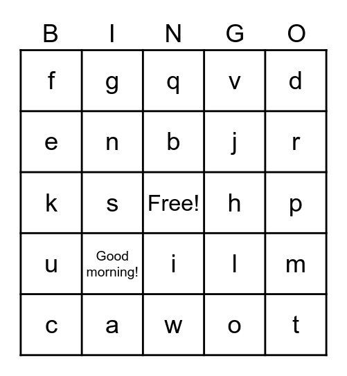 Greetings & Farewells Bingo Card