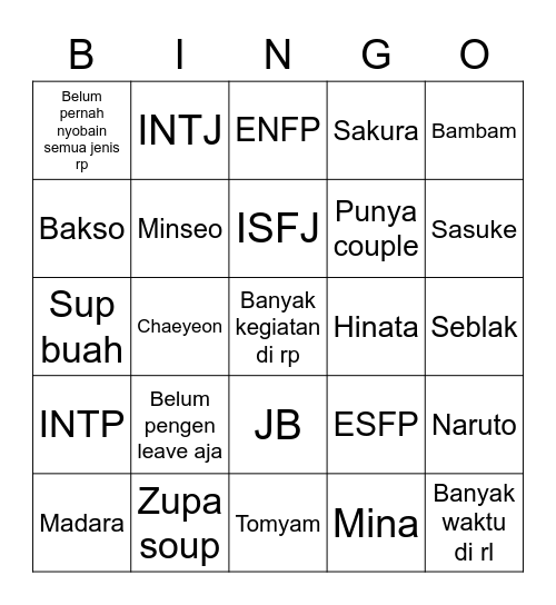 CY Bingo Card