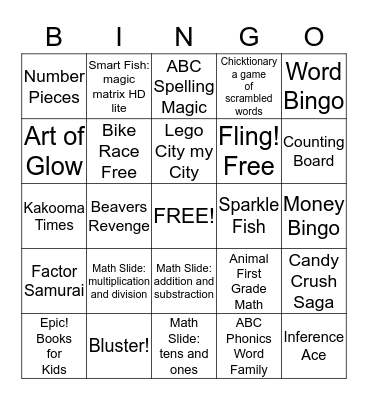 Apps with a purpose Bingo Card