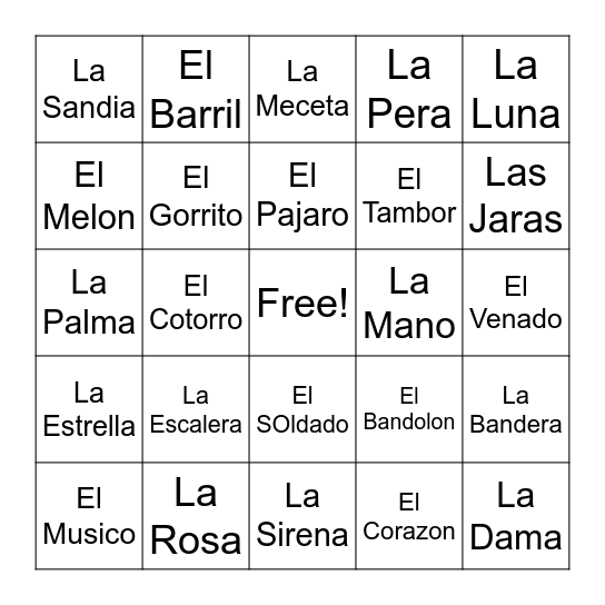 Loteria Bingo Card