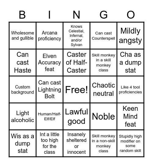 D&D Bingo Card