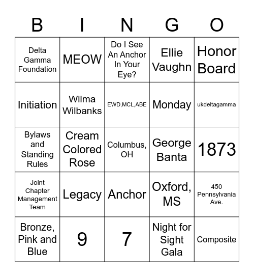 DG Bingo Card