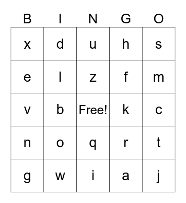 Alphabetic Sounds Bingo Card