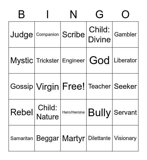 Archetypes Bingo Card