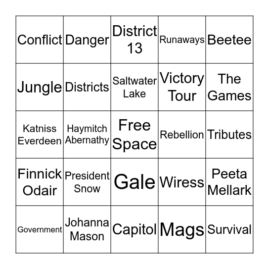 Catching Fire Bingo Card