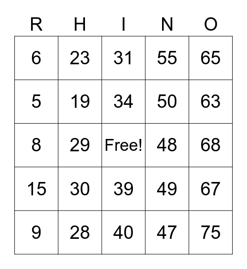 WRD Bingo Card