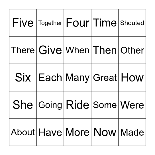 First Grade Sight Words - 4th 6wks Bingo Card