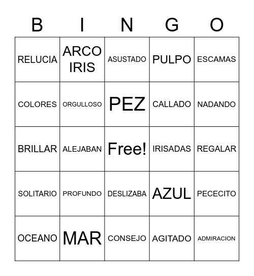 EL PEZ ARCO IRIS Bingo Card