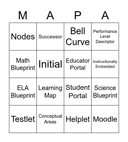 MAP-A BINGO Card