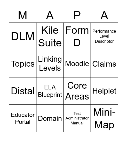 MAP-A BINGO Card