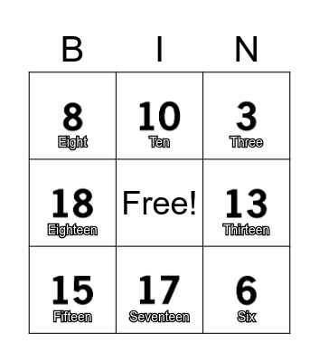 Number Bingo Card