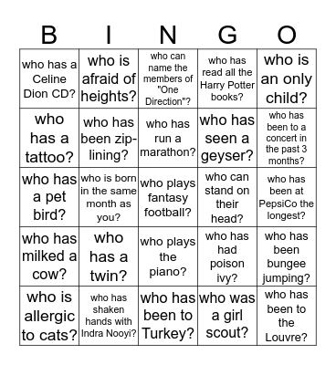 Project Infinity BINGO! Bingo Card