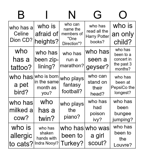 Project Infinity BINGO! Bingo Card
