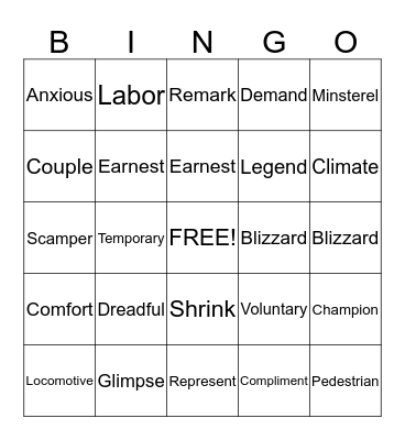 Untitled Bingo Card