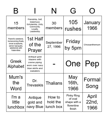 Theta Alpha Lambda BIngo Card