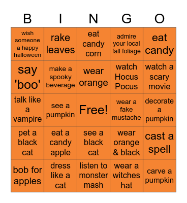 Halloween Bingo Card