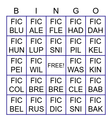 CALL NUMBER BINGO Card