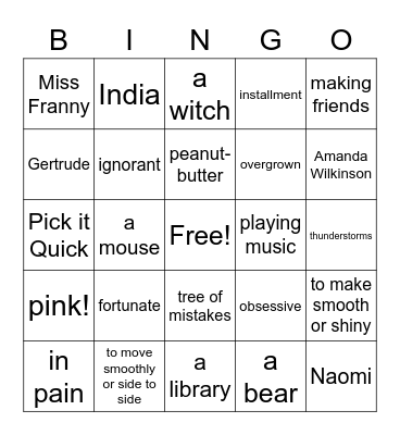 Because of Winn-Dixie Bingo Card