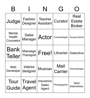 GEAR UP Student Name That Job Bingo Card