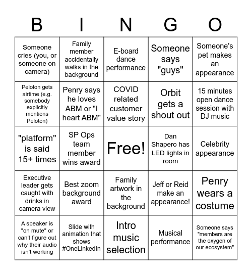 SK 21! General Session Bingo Card