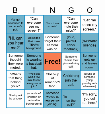 Commercial Lines TEAM Meeting Bingo Card