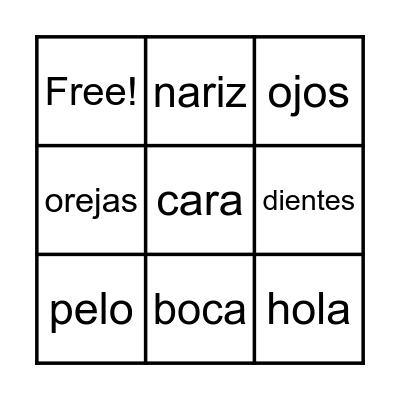 Spanish Bingo Card