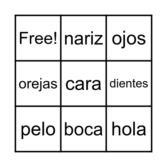 Spanish Bingo Card
