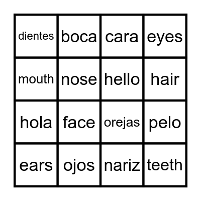 Spanish Bingo Card