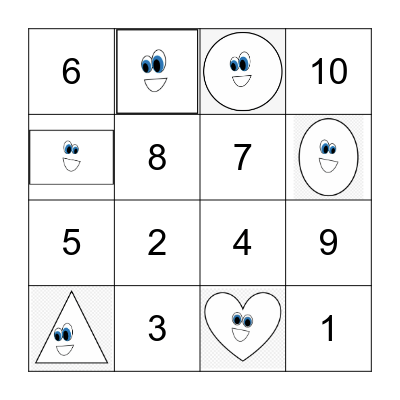 Numbers 1-10 Bingo Card